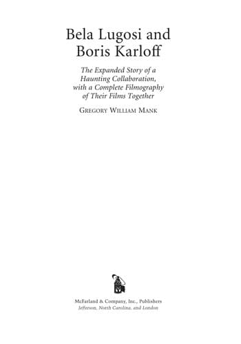 Cover of Bela Lugosi and Boris Karloff by Gregory W. Mank