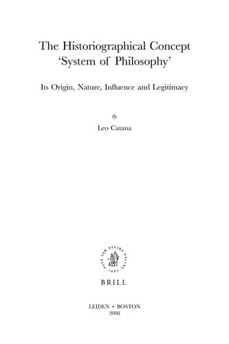 Cover of The historiographical concept 'system of philosophy' by Leo Catana