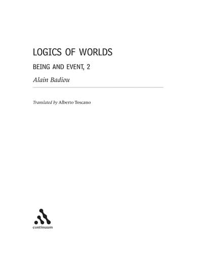 Cover of Logiques des mondes by Alain Badiou