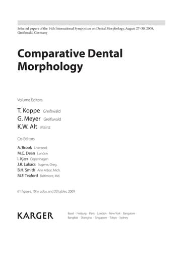 Cover of Comparative dental morphology by International Symposium on Dental Morphology (14th 2008 Greifswald, Germany)