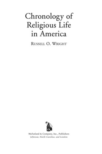Cover of Chronology of religious life in America by Russell O. Wright