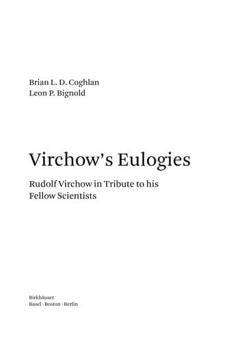 Cover of Virchow's eulogies by Rudolf Ludwig Karl Virchow