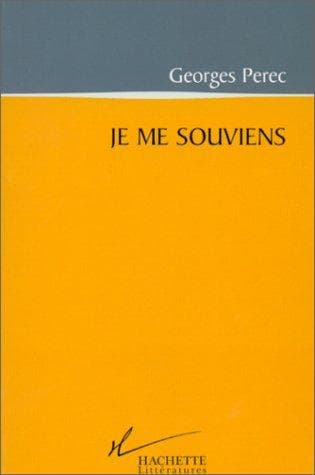 Cover of Je me souviens by Georges Perec