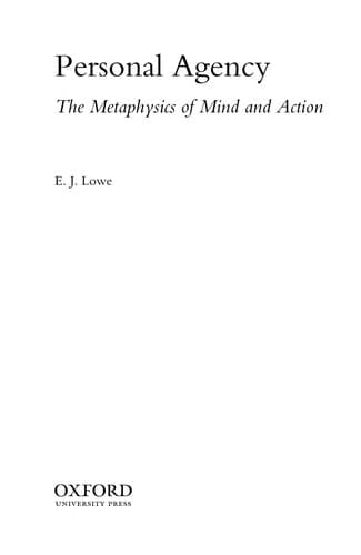 Cover of Personal agency by Lowe, E. J