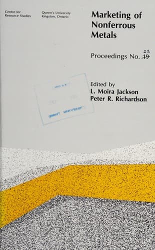 Cover of Marketing of nonferrous metals by CRS Policy Discussion Seminar (19th 1988 Kingston, Ont.)
