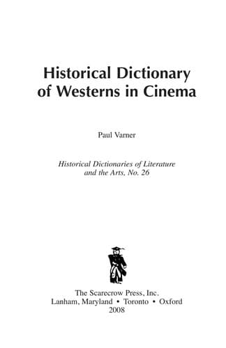 Cover of Historical dictionary of westerns in cinema by Paul Varner