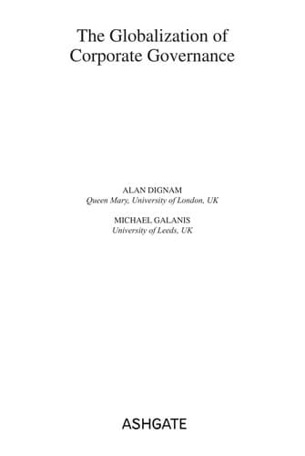 Cover of The globalization of corporate governance by Alan J. Dignam