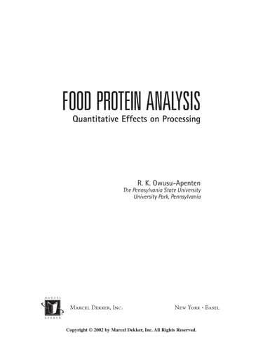 Cover of Food protein analysis by R. K. Owusu-Apenten