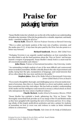 Cover of Packaging terrorism by Susan D. Moeller