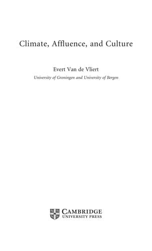 Cover of Climate, affluence, and culture by Evert van de Vliert