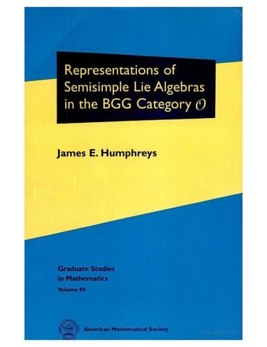 Cover of Representations of semisimple Lie algebras in the BGG category O by James E. Humphreys