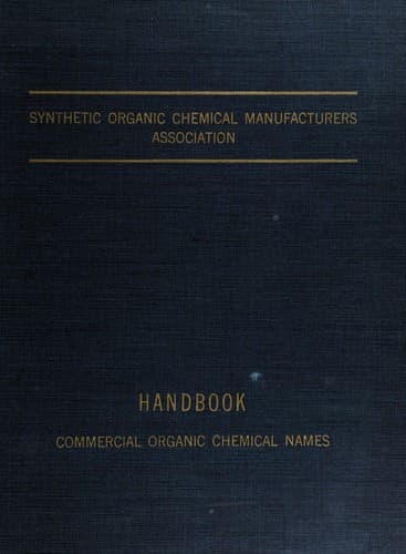 Cover of SOCMA handbook: commercial organic chemical names by Synthetic Organic Chemical Manufacturers Association
