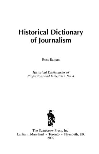 Cover of Historical dictionary of journalism by Ross Allan Eaman