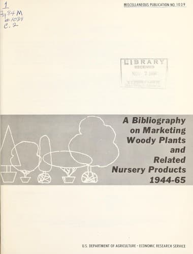 Cover of A bibliography on marketing woody plants and related nursery products, 1944-65 by Jules V. Powell