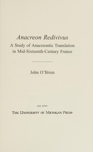 Cover of Anacreon redivivus by O'Brien, John
