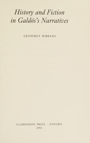 Cover of History and fiction in Galdós's narratives by Geoffrey Ribbans