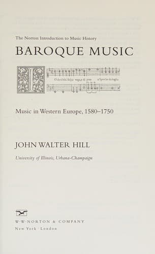 Cover of Baroque music by John Walter Hill