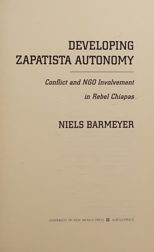 Cover of Developing Zapatista autonomy by Niels Barmeyer