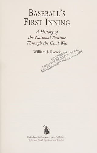 Cover of Baseball's first inning by William J. Ryczek