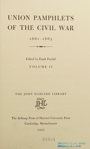 Cover of Union Pamphlets of the Civil War, 1861-1865 by Frank Burt Freidel