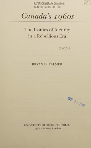 Cover of Canada's 1960s by Bryan D. Palmer