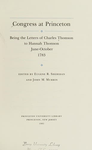 Cover of Congress at Princeton by Charles Thomson