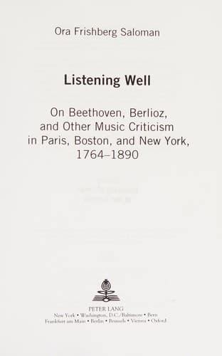 Cover of Listening well by Ora Frishberg Saloman