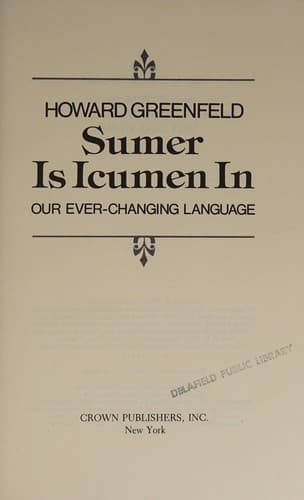Cover of Sumer is icumen in by Howard Greenfeld
