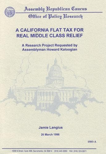 Cover of A California flat tax for real middle class relief by Jamie Langius (Orphanos)