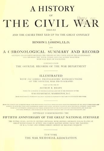 Cover of A History of the Civil War, 1861-65 by Benson J. Lossing