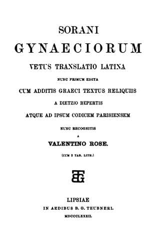 Cover of Sorani Gynaeciorum vetus translatio latina by Soranus