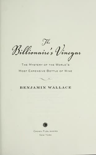 Cover of The billionaire's vinegar by Benjamin Wallace