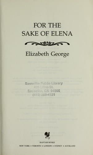 Cover of For the Sake of Elena by Elizabeth George