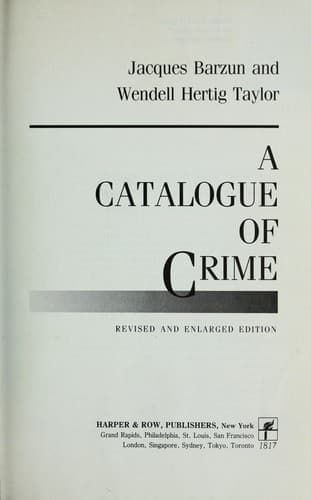 Cover of A catalogue of crime by Jacques Barzun
