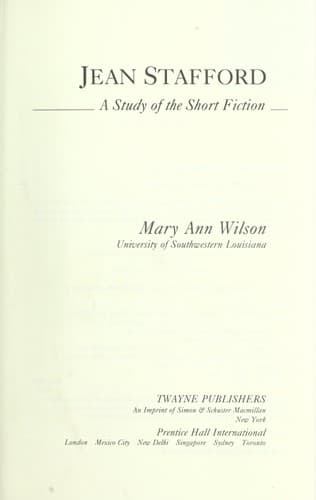 Cover of Jean Stafford by Mary Ann Wilson