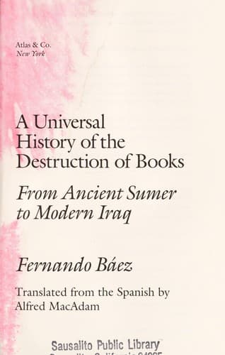 Cover of A Universal History of the Destruction of Books by Fernando Báez