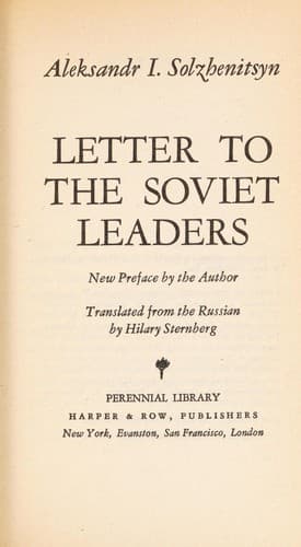 Cover of Letter to Soviet leaders by Александр Солженицын