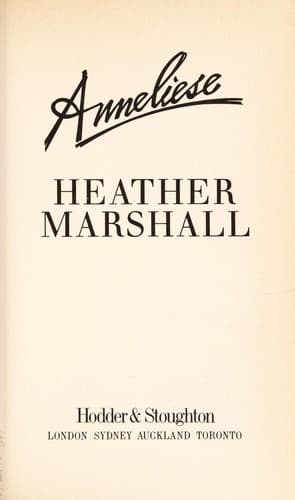 Cover of Anneliese by Heather Marshall