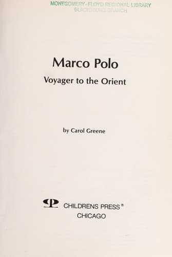 Cover of Marco Polo by Carol Greene
