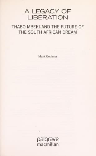 Cover of A legacy of liberation by Mark Gevisser