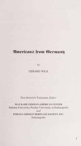 Cover of Americans from Germany by Gerard H. Wilk
