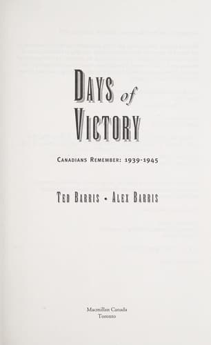Cover of Days of victory by Theodore Barris