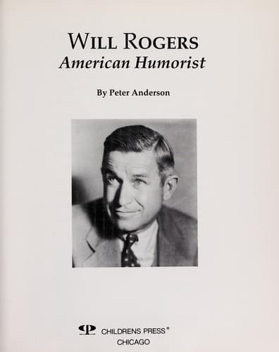 Cover of Will Rogers, American humorist by Anderson, Peter