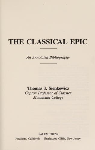 Cover of The classical epic by Thomas J. Sienkewicz