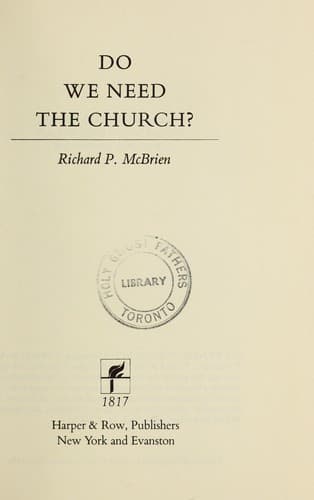 Cover of Do we need the church? by Richard P. McBrien