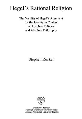 Cover of Hegel's rational religion by Stephen Rocker
