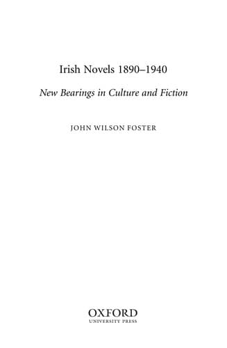 Cover of Irish novels, 1890-1940 by John Wilson Foster