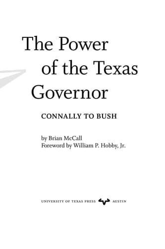 Cover of The power of the Texas governor by Brian McCall
