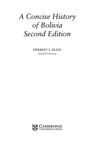 Cover of A Concise History of Bolivia by Herbert S. Klein